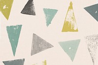 Beige stamped pattern background psd with triangle DIY block prints