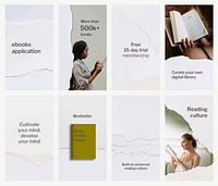 Minimal ebook application template vector ripped paper craft social media story