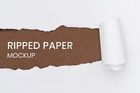 Ripped paper background mockup psd in white handmade craft