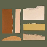 DIY ripped paper craft vector in earth tone collection