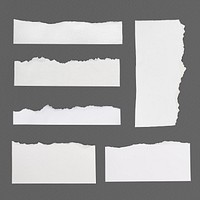 Handmade torn paper craft psd in white minimal style set