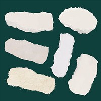 Handmade torn paper craft vector in white minimal style set