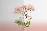 Nature background psd with flower behind patterned glass