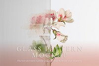 Glass mockup psd with flower