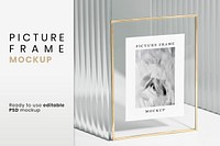 Picture frame mockup psd with gold frame
