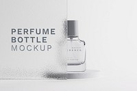 Perfume bottle mockup psd with patterned glass texture product backdrop