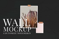 Wall mockup psd with flower picture