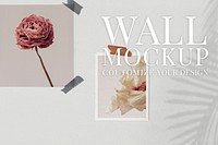 Paper collage mockup psd on the wall