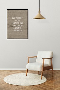 Picture frame mockup psd hanging in a minimal room
