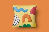 Cushion cover mockup psd with abstract plasticine clay pattern