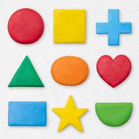 Dry clay geometric shapes vector colorful graphic for kids