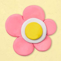 Pink flower clay craft vector cute nature handmade creative art graphic