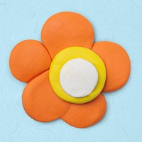 Orange flower clay craft psd cute nature handmade creative art graphic