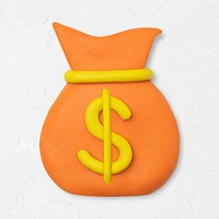 Money bag clay icon vector cute DIY finance creative craft graphic