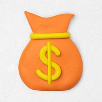 Money bag clay icon psd cute DIY finance creative craft graphic