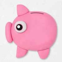 Piggy bank clay icon vector cute handmade finance creative craft graphic