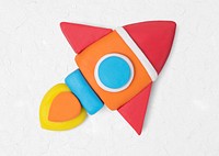 Space rocket clay icon psd cute handmade education creative craft graphic