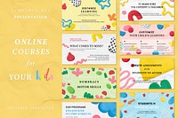 Kid&#39;s online class template psd cute plasticine clay patterned ad banner set