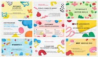 Kid&#39;s online class template vector cute plasticine clay patterned ad banner set