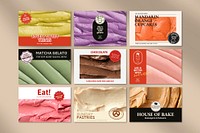 Blog banner template vector set with cake frosting texture