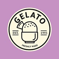 Gelato business logo psd in cute doodle style