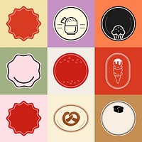 Food badge element psd set