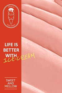 Ice cream template vector with pink frosting texture for pinterest post