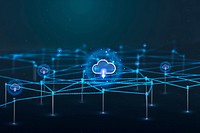 Cloud computing background, digital data network concept psd