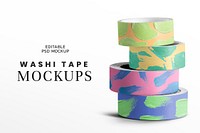 Colorful duct tape mockup psd cute acrylic paint stationery