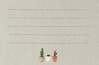 Paper note background psd with cactus plant