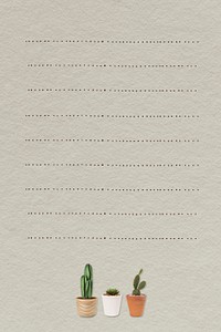 Paper note background psd with cactus plant