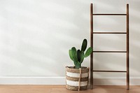 Rattan basket by a blank wall background