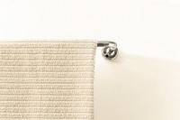 Bath towel mockup psd, hanging on a rack, home decor