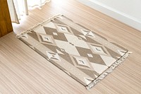 Woven carpet mockup psd, on the floor