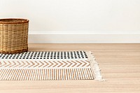 Woven carpet mockup psd, on the floor