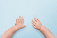 Cute baby hands psd background in blue