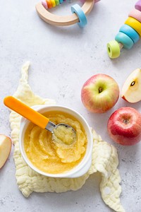 Homemade apple puree healthy baby food image