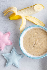 Homemade banana puree baby food