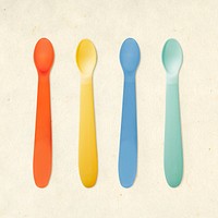 Baby feeding spoon psd plastic colorful set