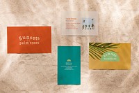 Business card mockup psd, flat lay set