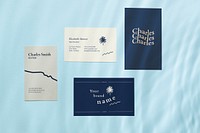 Business card mockup psd, flat lay set