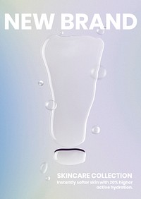Skincare poster template, psd water background, new brand text