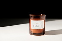 Candle psd label mockup, for home decor product with design space