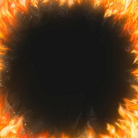 Flame frame background, black realistic fire image psd