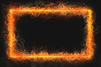 Flame frame, rectangle shape, realistic burning fire psd