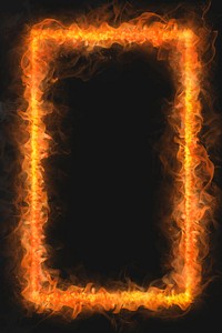 Flame frame, rectangle shape, realistic burning fire vector