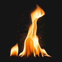 Campfire flame sticker, realistic burning fire image psd