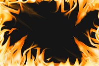 Blazing flame background, orange frame realistic fire image vector