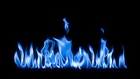 Blue flame border sticker, realistic fire image psd