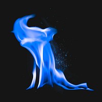 Blue flame sticker, realistic torch fire image psd